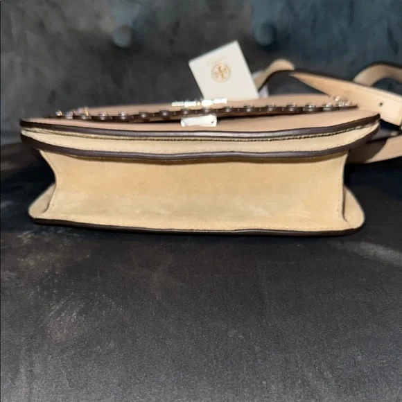 Tory Burch Cream Britten Studs Small Saddle Bag - Picture 5 of 8